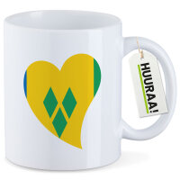 Kaffeetasse St. Vincent und die Grenadinen Flagge Herz 330ml
