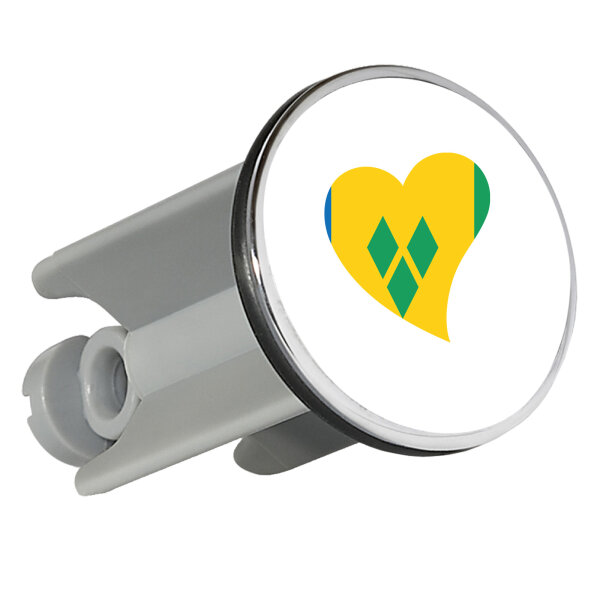 Waschbeckenstöpsel St. Vincent und die Grenadinen Flagge Herz 4cm Abflussstopfen