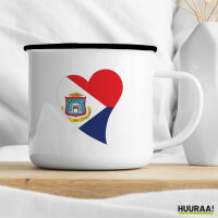 Emaille Tasse Sint Maarten Flagge Herz 300ml Vintage Emaille Becher