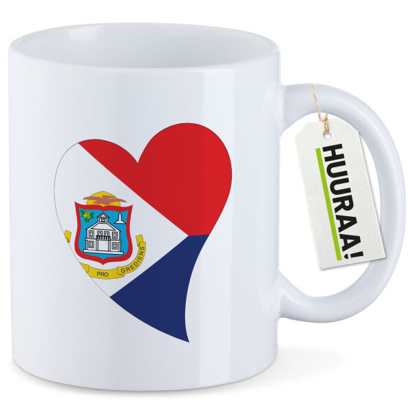 Kaffeetasse Sint Maarten Flagge Herz 330ml