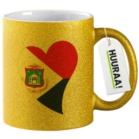 Glitzertasse Sint Maarten Flagge Herz 330ml