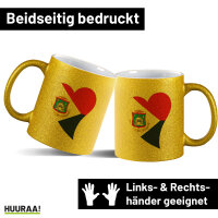 Glitzertasse Sint Maarten Flagge Herz 330ml