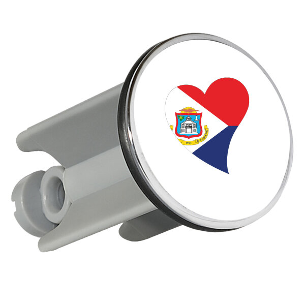 Waschbeckenstöpsel Sint Maarten Flagge Herz 4cm Abflussstopfen