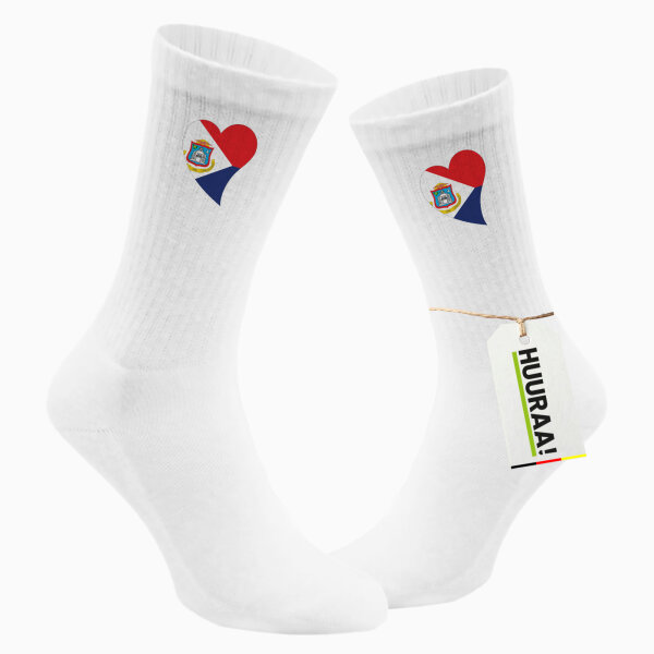 Socken Sint Maarten Flagge Herz Größe 37/46 White Motiv Tennissocken