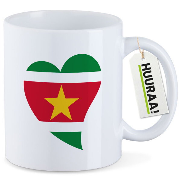 Kaffeetasse Surinam Flagge Herz 330ml