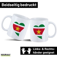 Kaffeetasse Surinam Flagge Herz 330ml