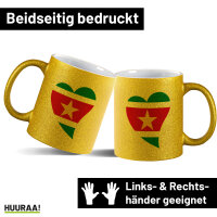 Glitzertasse Surinam Flagge Herz 330ml