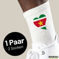 Socken Surinam Flagge Herz Größe 37/46 White Motiv Tennissocken