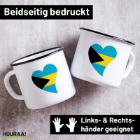 Emaille Tasse Die Bahamas Flagge Herz 300ml Vintage...