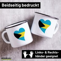 Emaille Tasse Die Bahamas Flagge Herz 300ml Vintage
