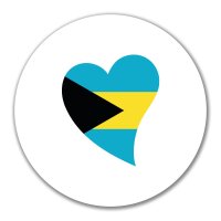 Aufkleber Die Bahamas Flagge Herz 10cm rund