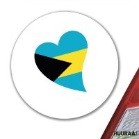 Aufkleber Die Bahamas Flagge Herz 10cm rund