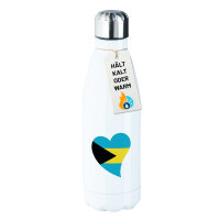 Edelstahl-Trinkflasche Die Bahamas Flagge Herz 500ml...