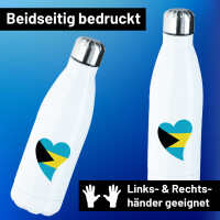 Edelstahl-Trinkflasche Die Bahamas Flagge Herz 500ml...