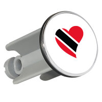 Waschbeckenstöpsel Trinidad und Tobago Flagge Herz 4cm Abflussstopfen