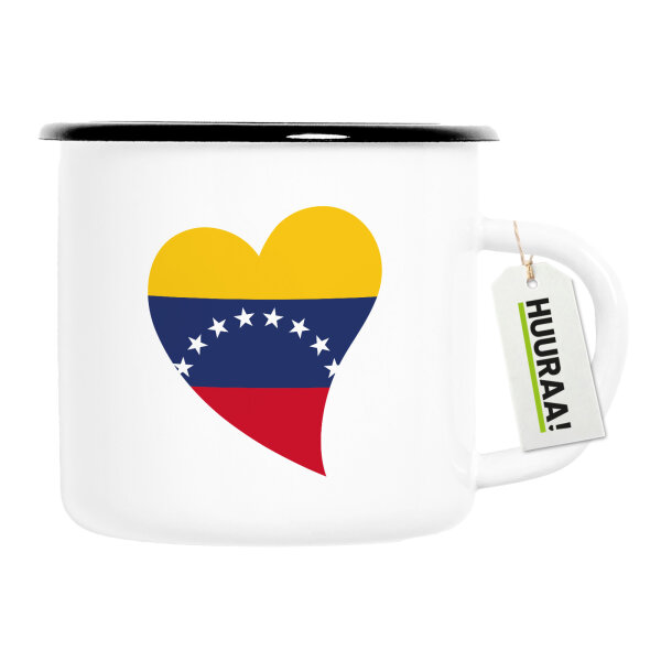 Emaille Tasse Venezuela Flagge Herz 300ml Vintage Emaille Becher