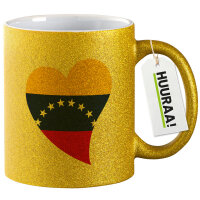 Glitzertasse Venezuela Flagge Herz 330ml