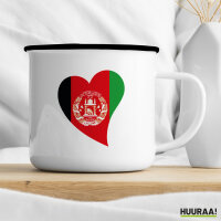 Emaille Tasse Afghanistan Flagge Herz 300ml Vintage Emaille Becher
