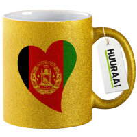 Glitzertasse Afghanistan Flagge Herz 330ml