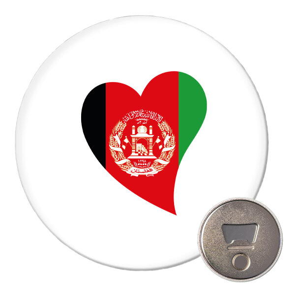 Magnet Afghanistan Flagge Herz 59mm Kühlschrankmagnet Flaschenöffner