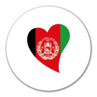Aufkleber Afghanistan Flagge Herz 10cm rund
