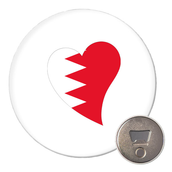Magnet Bahrain Flagge Herz 59mm Kühlschrankmagnet Flaschenöffner