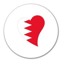 Aufkleber Bahrain Flagge Herz 10cm rund