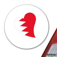 Aufkleber Bahrain Flagge Herz 10cm rund