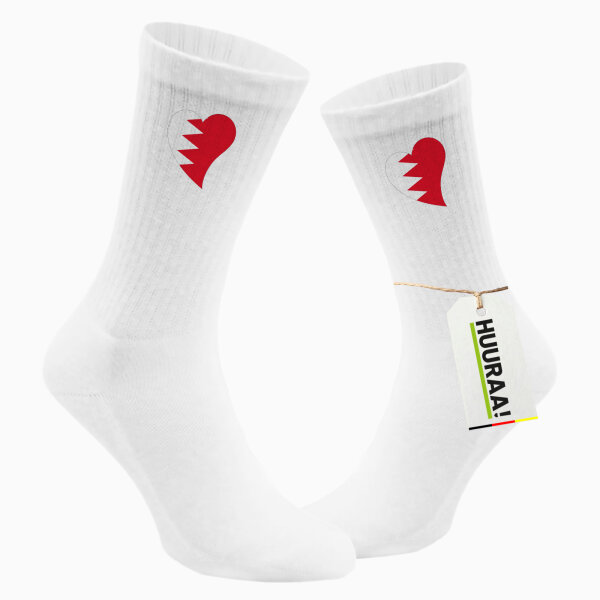 Socken Bahrain Flagge Herz Größe 37/46 White Motiv Tennissocken
