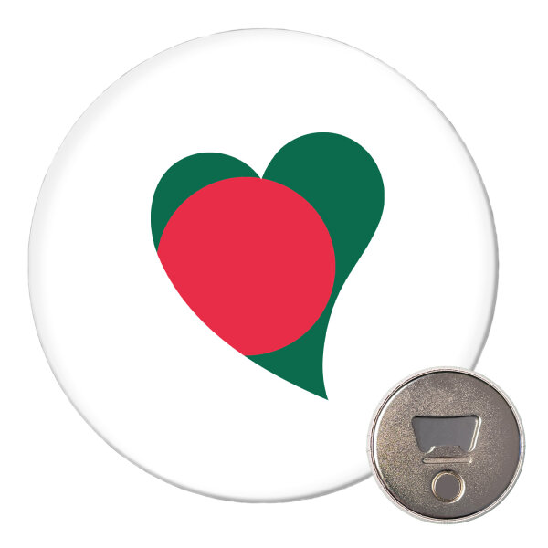Magnet Bangladesch Flagge Herz 59mm Kühlschrankmagnet Flaschenöffner
