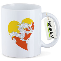 Kaffeetasse Bhutan Flagge Herz 330ml