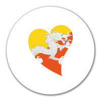 Aufkleber Bhutan Flagge Herz 10cm Sticker