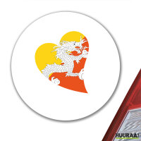 Aufkleber Bhutan Flagge Herz 10cm Sticker