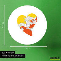 Aufkleber Bhutan Flagge Herz 10cm Sticker