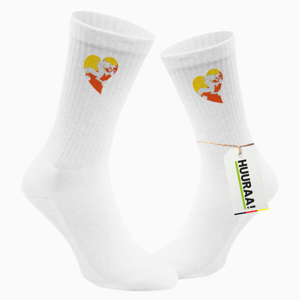 Socken Bhutan Flagge Herz Größe 37/46 White Motiv Tennissocken