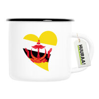 Emaille Tasse Brunei Flagge Herz 300ml Vintage Emaille...
