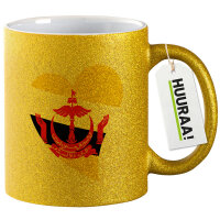Glitzertasse Brunei Flagge Herz 330ml