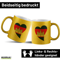 Glitzertasse Kambodscha Flagge Herz 330ml