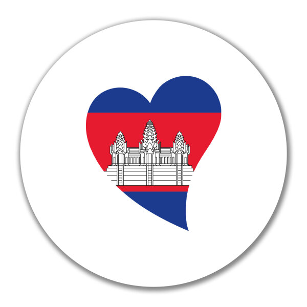 Aufkleber Kambodscha Flagge Herz 10cm Sticker
