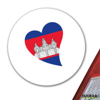 Aufkleber Kambodscha Flagge Herz 10cm Sticker