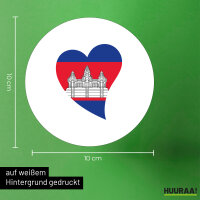 Aufkleber Kambodscha Flagge Herz 10cm Sticker