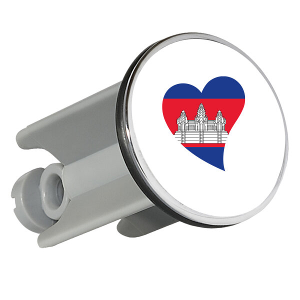 Waschbeckenstöpsel Kambodscha Flagge Herz 4cm Abflussstopfen
