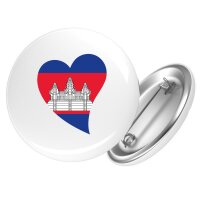 Button Kambodscha Flagge Herz