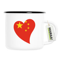 Emaille Tasse China Flagge Herz 300ml Vintage Emaille Becher