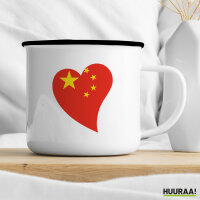 Emaille Tasse China Flagge Herz 300ml Vintage Emaille Becher