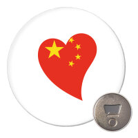Magnet China Flagge Herz 59mm Kühlschrankmagnet...