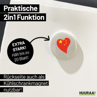 Magnet China Flagge Herz 59mm Kühlschrankmagnet Flaschenöffner