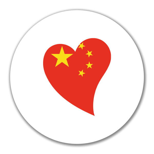 Aufkleber China Flagge Herz 10cm Sticker