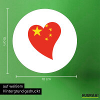 Aufkleber China Flagge Herz 10cm Sticker