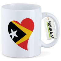 Kaffeetasse Osttimor Flagge Herz 330ml
